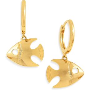 Sonateomber Gold Shell Hoop Dangle Huggie Hoop Earrings for Women, Summer Beach Jewelry Gift