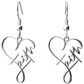 أقراط متدلية من الفضة الإيمان، سبائك الزنك، تصميم قلب الحب، نمط هوب، مجوهرات ملهمة للنساء in Kuwait