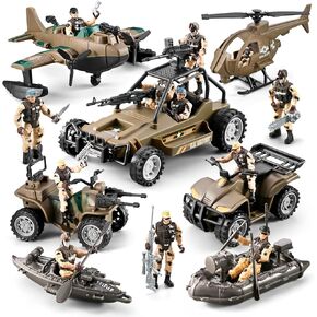 78-in-1 Army Men Boys Toys with Realistic Military Truck/Helicopter/Kayak Boat/Motorcycle/Army Men Action Figures and Weapon Gears, Army Toys Gift for Toddler Kids 4-7 8-12 Fun Birthday Party Favors in Saudi Arabia