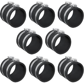 POWERTEC 70148-P8 2-1/2 Inch Dust Control Flex Cuff with Steel Hose Clamps, Hose Connector Rubber Cuff Coupler for Woodworking Dust Collection Fittings, Dust Collector Accessories & Machinery, 8 pack