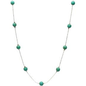 Simulated Turquoise Stone Illusion Station Sterling Silver Chain Necklace