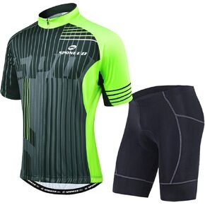 مجموعة قمصان وسروال قصير للرجال من Sponeed Bike Jersey للرجال بأكمام قصيرة وسراويل مبطنة للدراجة