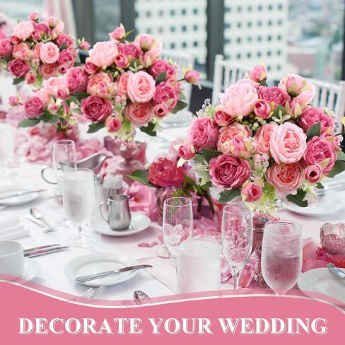 16 Bundles Artificial Peonies Silk Peonies Faux Flower Bouquet Fake Peony Flower Arrangements Table Centerpieces for Vase Wedding Party Boho Home Office Decoration Bulk (Purple) in Saudi Arabia