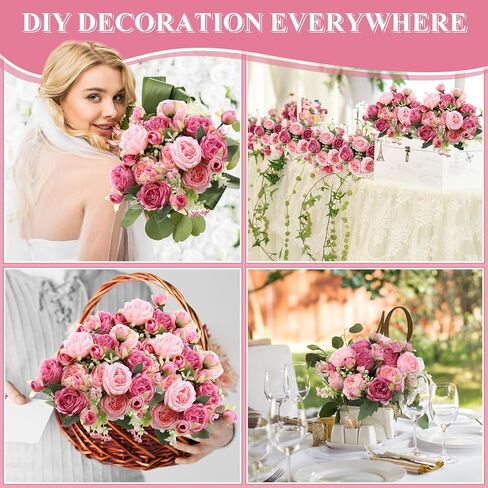 16 Bundles Artificial Peonies Silk Peonies Faux Flower Bouquet Fake Peony Flower Arrangements Table Centerpieces for Vase Wedding Party Boho Home Office Decoration Bulk (Purple) in Saudi Arabia