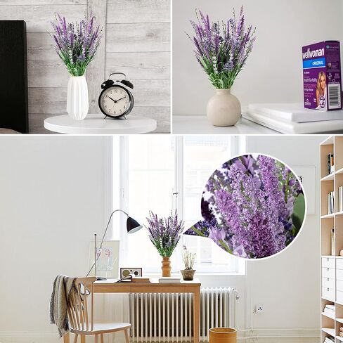 زهور اللافندر الصناعية من بوش هيذر، عشب ذيل الثعلب المزيف مع البذور، باقات نباتات خضراء نباتية زائفة لتزيين المنزل والزفاف، قطعتان in Kuwait