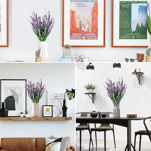 زهور اللافندر الصناعية من بوش هيذر، عشب ذيل الثعلب المزيف مع البذور، باقات نباتات خضراء نباتية زائفة لتزيين المنزل والزفاف، قطعتان in Kuwait