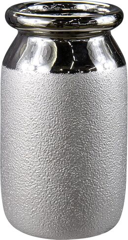 مزهرية سيراميك لديكور المنزل مزهرية زهرة فضية مزخرفة للقطع المركزية 8.5 بوصة مزهرية زهور فخارية طويلة لغرفة المعيشة وتنسيقات الزهور وطاولة الزفاف in Kuwait