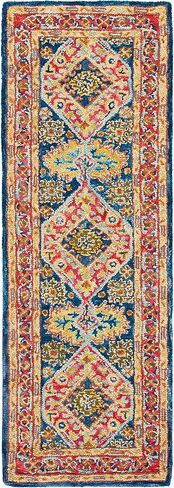 سجادة SAFAVIEH Aspen Collection - 2'3" x 9'، أحمر وأزرق، صوف بوهو مصنوع يدويًا، مثالية للمناطق ذات الحركة المرورية العالية في غرفة المعيشة وغرفة النوم (APN523Q) in Saudi Arabia