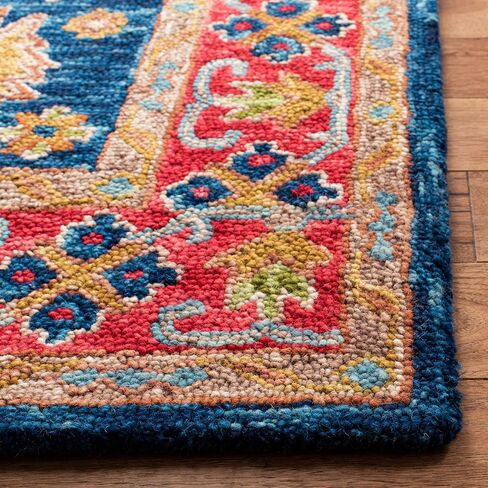 سجادة SAFAVIEH Aspen Collection - 2'3" x 9'، أحمر وأزرق، صوف بوهو مصنوع يدويًا، مثالية للمناطق ذات الحركة المرورية العالية في غرفة المعيشة وغرفة النوم (APN523Q) in Saudi Arabia
