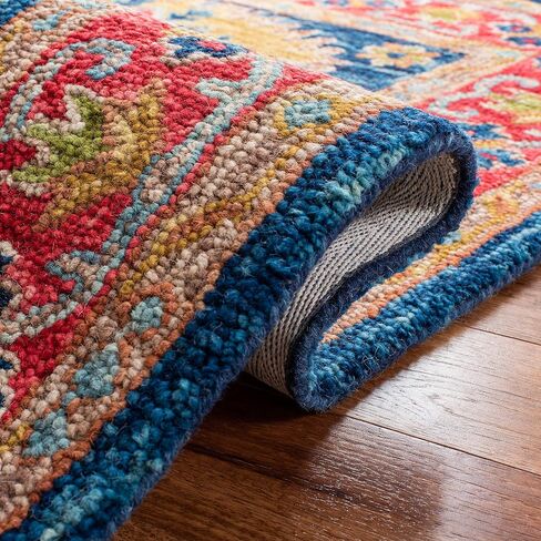 سجادة SAFAVIEH Aspen Collection - 2'3" x 9'، أحمر وأزرق، صوف بوهو مصنوع يدويًا، مثالية للمناطق ذات الحركة المرورية العالية في غرفة المعيشة وغرفة النوم (APN523Q) in Saudi Arabia
