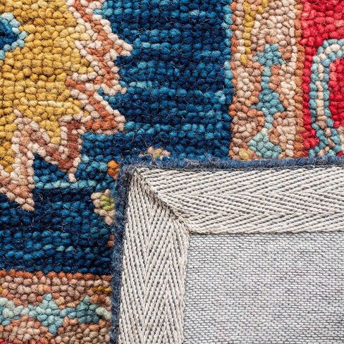 سجادة SAFAVIEH Aspen Collection - 2'3" x 9'، أحمر وأزرق، صوف بوهو مصنوع يدويًا، مثالية للمناطق ذات الحركة المرورية العالية في غرفة المعيشة وغرفة النوم (APN523Q) in Saudi Arabia