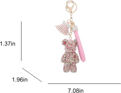 Fawziya Keychain Cute Bear Tassel Wristlet Bling Rhinestone Novelty Bag Charm For Women in Saudi Arabia