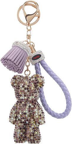 Fawziya Keychain Cute Bear Tassel Wristlet Bling Rhinestone Novelty Bag Charm For Women in Saudi Arabia