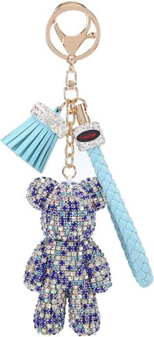 Fawziya Keychain Cute Bear Tassel Wristlet Bling Rhinestone Novelty Bag Charm For Women in Saudi Arabia