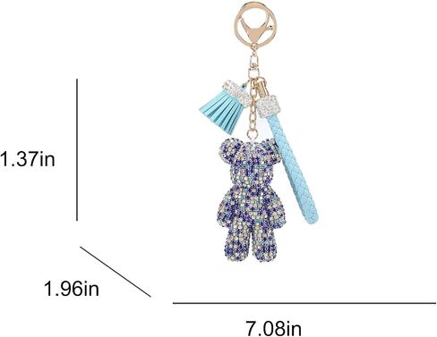 Fawziya Keychain Cute Bear Tassel Wristlet Bling Rhinestone Novelty Bag Charm For Women in Saudi Arabia