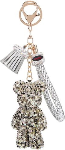Fawziya Keychain Cute Bear Tassel Wristlet Bling Rhinestone Novelty Bag Charm For Women in Saudi Arabia