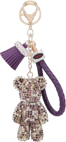 Fawziya Keychain Cute Bear Tassel Wristlet Bling Rhinestone Novelty Bag Charm For Women in Saudi Arabia