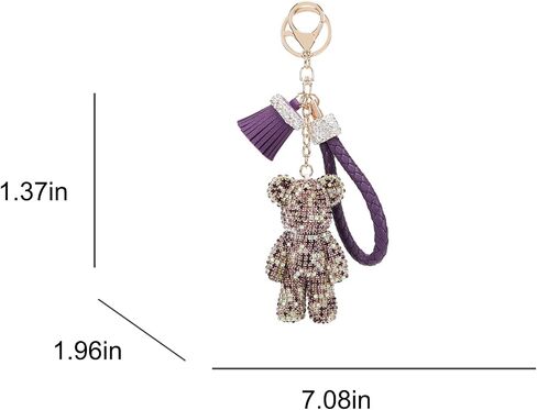 Fawziya Keychain Cute Bear Tassel Wristlet Bling Rhinestone Novelty Bag Charm For Women in Saudi Arabia