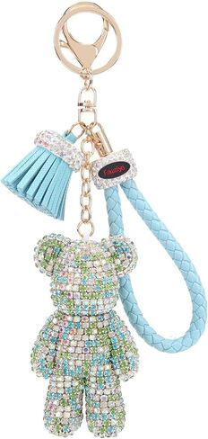 Fawziya Keychain Cute Bear Tassel Wristlet Bling Rhinestone Novelty Bag Charm For Women in Saudi Arabia
