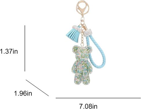 Fawziya Keychain Cute Bear Tassel Wristlet Bling Rhinestone Novelty Bag Charm For Women in Saudi Arabia