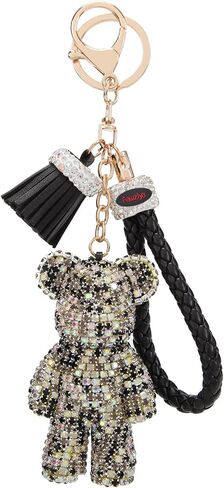 سلسلة مفاتيح فوزية لطيفة على شكل دب بشرابة معصم بأحجار الراين اللامعة للنساء in Kuwait