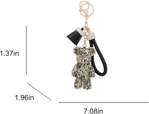 سلسلة مفاتيح فوزية لطيفة على شكل دب بشرابة معصم بأحجار الراين اللامعة للنساء in Kuwait