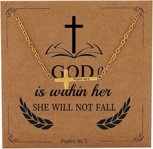 Sideways Cross Necklace for Women Dainty Gold Small Cross Necklaces with Bible Verses Jesus Christian Jewelry for Women Girls Easter Basket Stuffers Baptism First Communion Religious Gift for Teens in Saudi Arabia