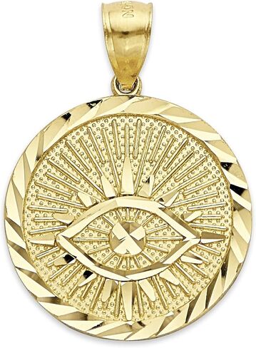 قلادة ميدالية عين الشر الذهبية الصلبة عيار 10 ك in Kuwait