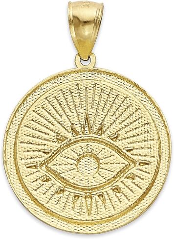 قلادة ميدالية عين الشر الذهبية الصلبة عيار 10 ك in Kuwait