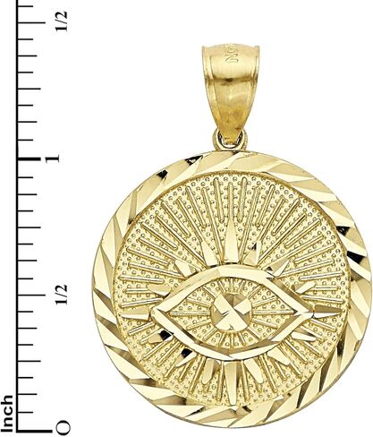 قلادة ميدالية عين الشر الذهبية الصلبة عيار 10 ك in Kuwait