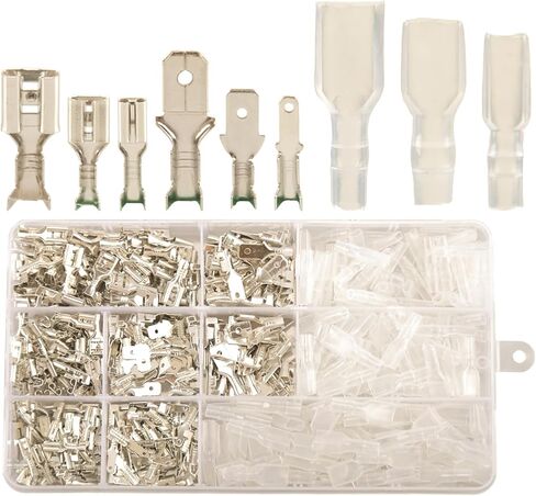 540pcs 2.8mm 4.8mm 6.3mm Male and Female Spade Connectors Kit with Insulating Sleeve, Crimp Connectors Crimp Terminals Electrical Connectors, Electrical Terminals for Electrical Wiring in Saudi Arabia