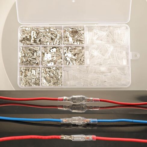 540pcs 2.8mm 4.8mm 6.3mm Male and Female Spade Connectors Kit with Insulating Sleeve, Crimp Connectors Crimp Terminals Electrical Connectors, Electrical Terminals for Electrical Wiring in Saudi Arabia