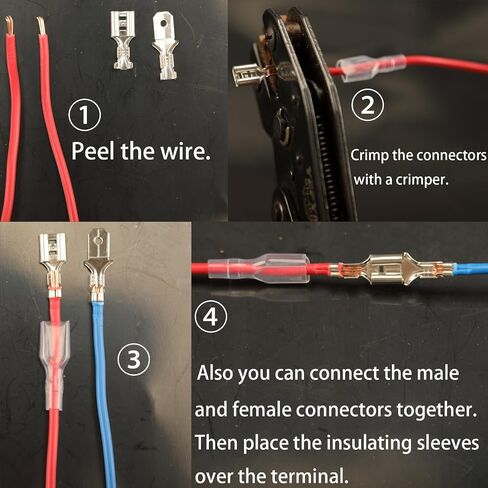 540pcs 2.8mm 4.8mm 6.3mm Male and Female Spade Connectors Kit with Insulating Sleeve, Crimp Connectors Crimp Terminals Electrical Connectors, Electrical Terminals for Electrical Wiring in Saudi Arabia