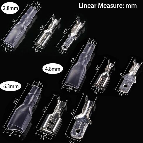 540pcs 2.8mm 4.8mm 6.3mm Male and Female Spade Connectors Kit with Insulating Sleeve, Crimp Connectors Crimp Terminals Electrical Connectors, Electrical Terminals for Electrical Wiring in Saudi Arabia