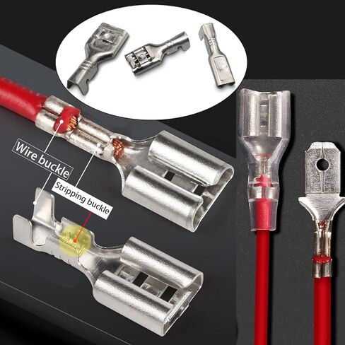 540pcs 2.8mm 4.8mm 6.3mm Male and Female Spade Connectors Kit with Insulating Sleeve, Crimp Connectors Crimp Terminals Electrical Connectors, Electrical Terminals for Electrical Wiring in Saudi Arabia