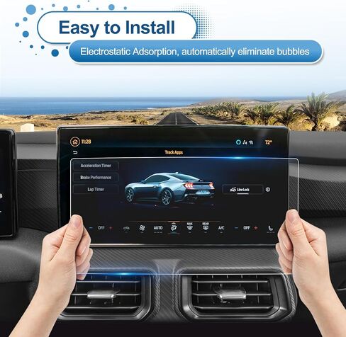 (2pcs) 2024 Mustang Screen Protector for Ford Mustang (13.2In Navigation+12.4In Dashboard), 9H Tempered Glass 2024 Mustang EcoBoost/EcoBoost Premium/GT/GT Premium/Dark Horse SYNC4 13.2"&12.4" in Kuwait