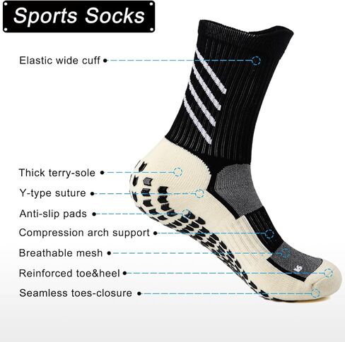 جورب رياضي مضاد للانزلاق للرجال والنساء، جورب كرة القدم مع مقابض، جورب شبشب مانع للانزلاق، جورب تدريب لليوجا وصالة الألعاب الرياضية وكرة القدم... in Kuwait