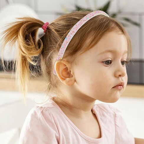 Glitter Headband, 4pcs Plastic Sparkly Cute Non Slip Chunky Hairbands, Thick Bling Confetti Rainbow Hair Bands with Teeth, Little Girls Colorful Hair Accessories in Saudi Arabia
