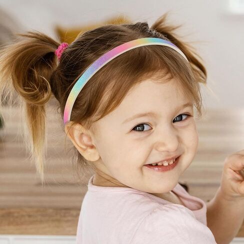 Glitter Headband, 4pcs Plastic Sparkly Cute Non Slip Chunky Hairbands, Thick Bling Confetti Rainbow Hair Bands with Teeth, Little Girls Colorful Hair Accessories in Saudi Arabia