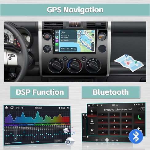 8 Core Android 13 Carplay Car Stereo for Toyota FJ Cruiser 2007-2018 with 4G+64G, 9-Inch Wireless Apple CarPlay Android Auto Car Touchscreen Radio with DSP WiFi BT FM RDS Mirror Link in Saudi Arabia