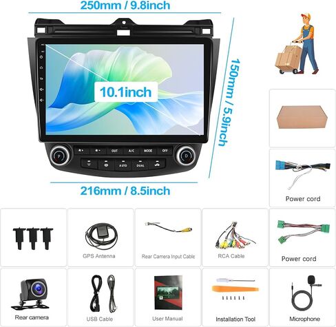 Camecho Android 13 Radio for Honda Accord 7th 2003 2004 2005 2006 2007, Android Car Stereo with Mirror Link, 10 Inch Car Radio with Bluetooth EQ GPS WiFi + AHD Backup Camera 1+32G in Saudi Arabia