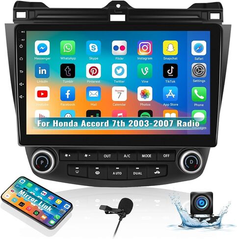 Camecho Android 13 Radio for Honda Accord 7th 2003 2004 2005 2006 2007, Android Car Stereo with Mirror Link, 10 Inch Car Radio with Bluetooth EQ GPS WiFi + AHD Backup Camera 1+32G in Saudi Arabia
