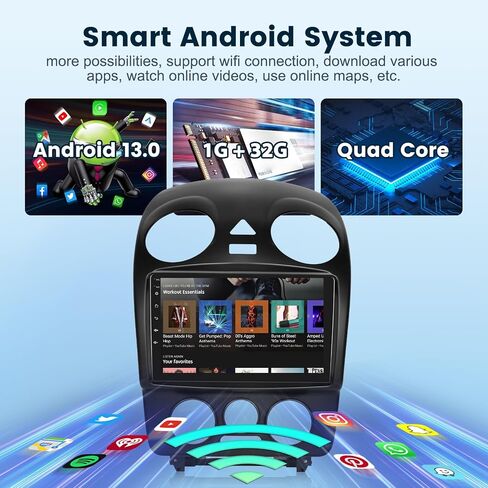 Android Car Stere for Volkswagen Beetle 2004-2010 support Wireless Carplay/Android Auto with 9 inch Touchscreen WiFi GPS Navigation BT USB FM/RDS Radio Receiver Backup Camera Steering Wheel Control in Saudi Arabia