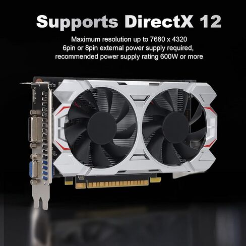 بطاقة رسومات سطح المكتب Yoidesu GTX650TI 2GB DDR5 128BIT، بطاقة رسومات فيديو لألعاب الكمبيوتر مع مراوح صامتة مزدوجة، تدعم واجهة DV VGA، 928 ميجاهرتز 1350 ميجاهرتز، DirectX 11.1 (GTX650TI 2GB DDR5 in Saudi Arabia