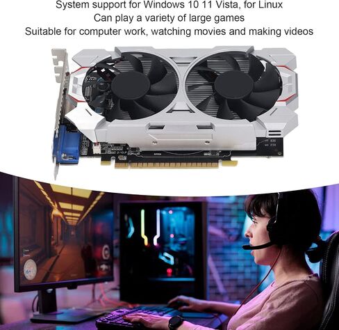 بطاقة رسومات سطح المكتب Yoidesu GTX650TI 2GB DDR5 128BIT، بطاقة رسومات فيديو لألعاب الكمبيوتر مع مراوح صامتة مزدوجة، تدعم واجهة DV VGA، 928 ميجاهرتز 1350 ميجاهرتز، DirectX 11.1 (GTX650TI 2GB DDR5 in Saudi Arabia