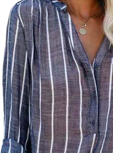Flamingals Women's Striped Patched Pocket Button Front Casual Stylish Shirt in Saudi Arabia