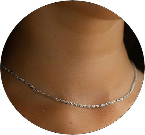 ASCOMY Silver Necklace for Women Dainty Silver Choker 14K Silver Plated Choker Minimalist JewelLery Gift for Women Girls in Saudi Arabia