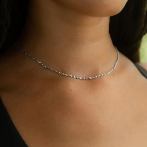 ASCOMY Silver Necklace for Women Dainty Silver Choker 14K Silver Plated Choker Minimalist JewelLery Gift for Women Girls in Saudi Arabia