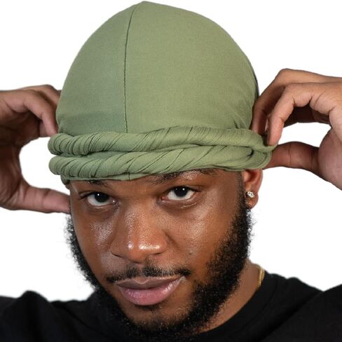Veeta Superior Halo Turban Silk Satin Lined Head Wrap, Pre-Tied Turban for Men & Women, Turban Durag Wave Cap (Grey) in Saudi Arabia