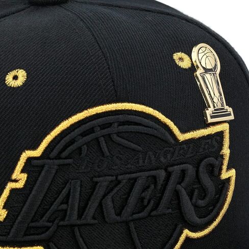 Mitchell & Ness Los Angeles Lakers Snapback Hat Adjustable Cap - Black/Gold Metal Pin in Saudi Arabia